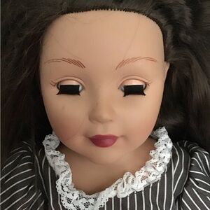 Madam Alexander 18 inch Doll, Beautiful Eyelashes, Brown Hair, Lace Collar Dress